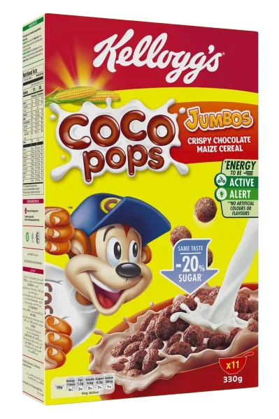[كيلوقز حبوب كوكو بوبس جامبو 330جم][KELLOGGS CERESLS COCO POPS CRISPY CHOCOLATE JUMBOS 330GM]